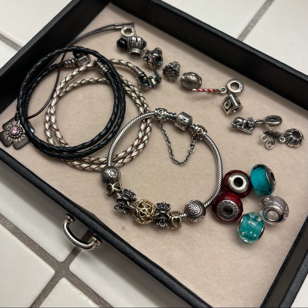 Pandora Bracelets x3, 22 Charms , 1 Lock Opener